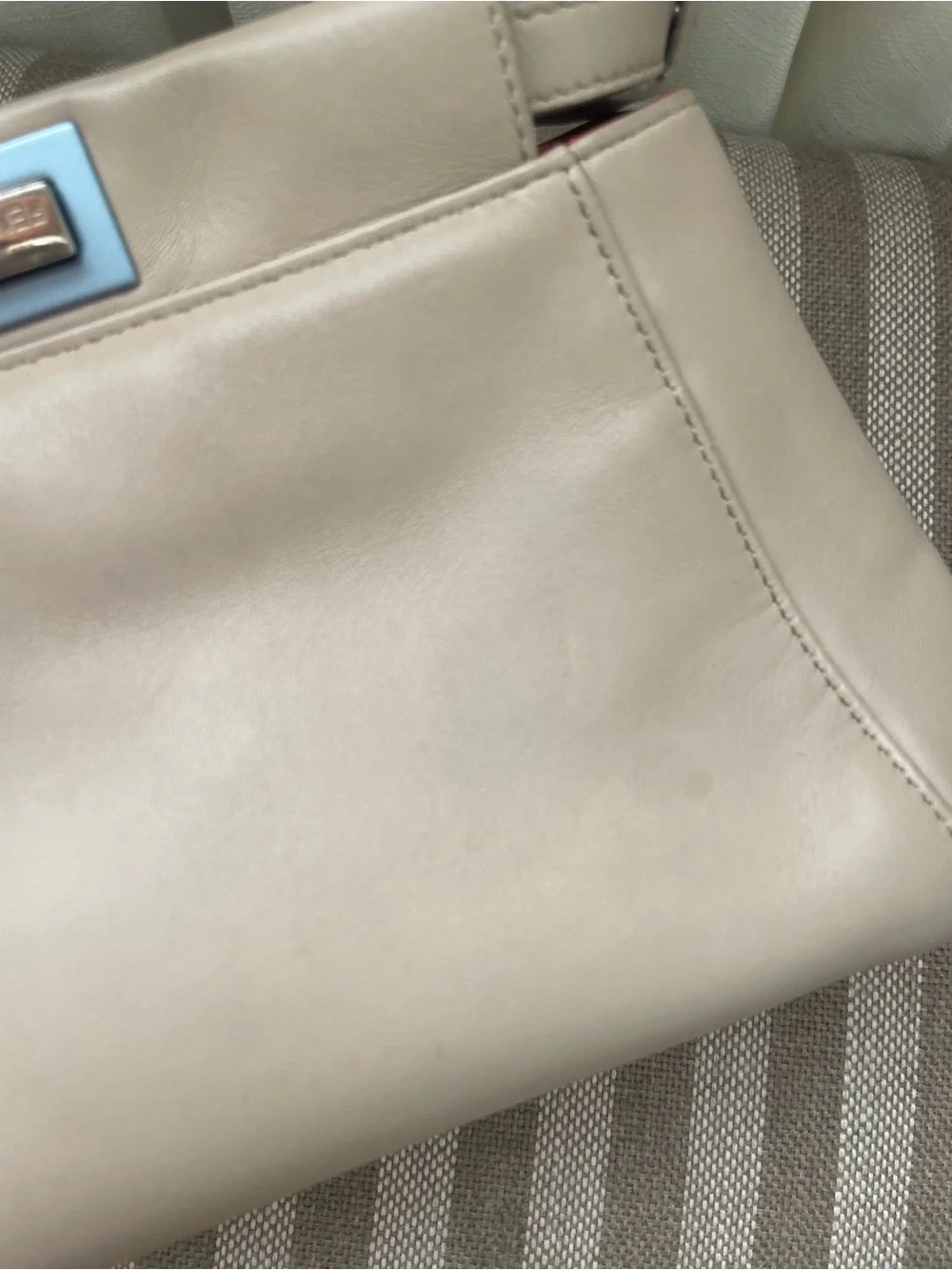 Fendi Peekaboo Small Beige Leather Top Handle Bag